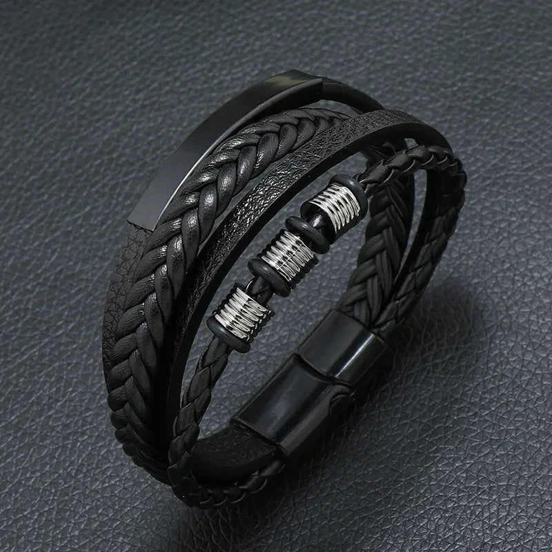 Men's Musical Symbol Leather Bracelet Vintage Creative Men's Bracelet Music Symbol Simple Leather Multi-Layer Bracelet