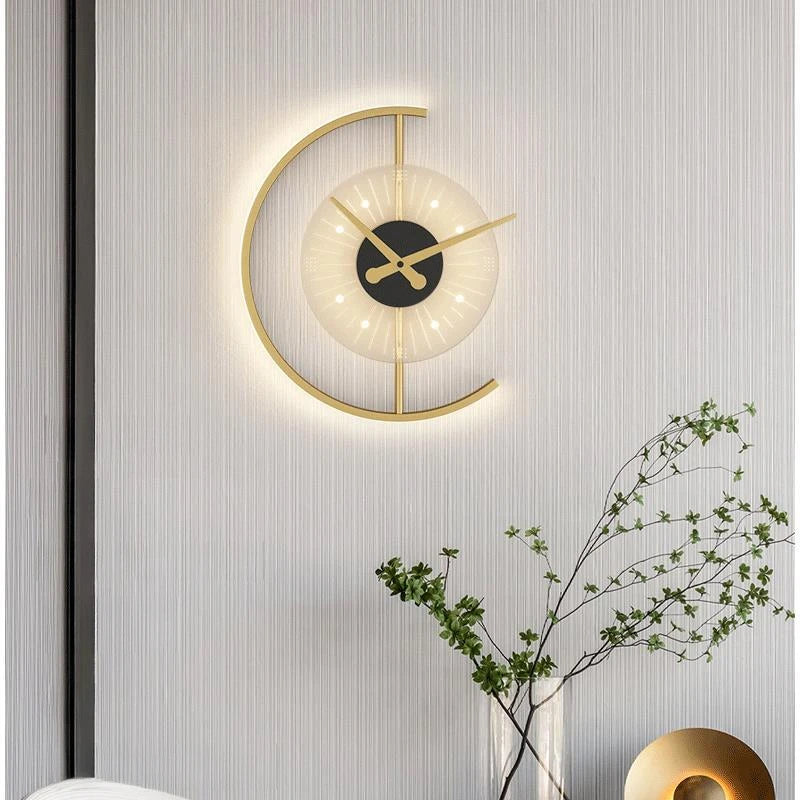 SANDYHA Nordic Clock Wall Lamp Living Room Background Wall Bedroom Headboard Light Modern Minimalist Decorative Lighting Fixture