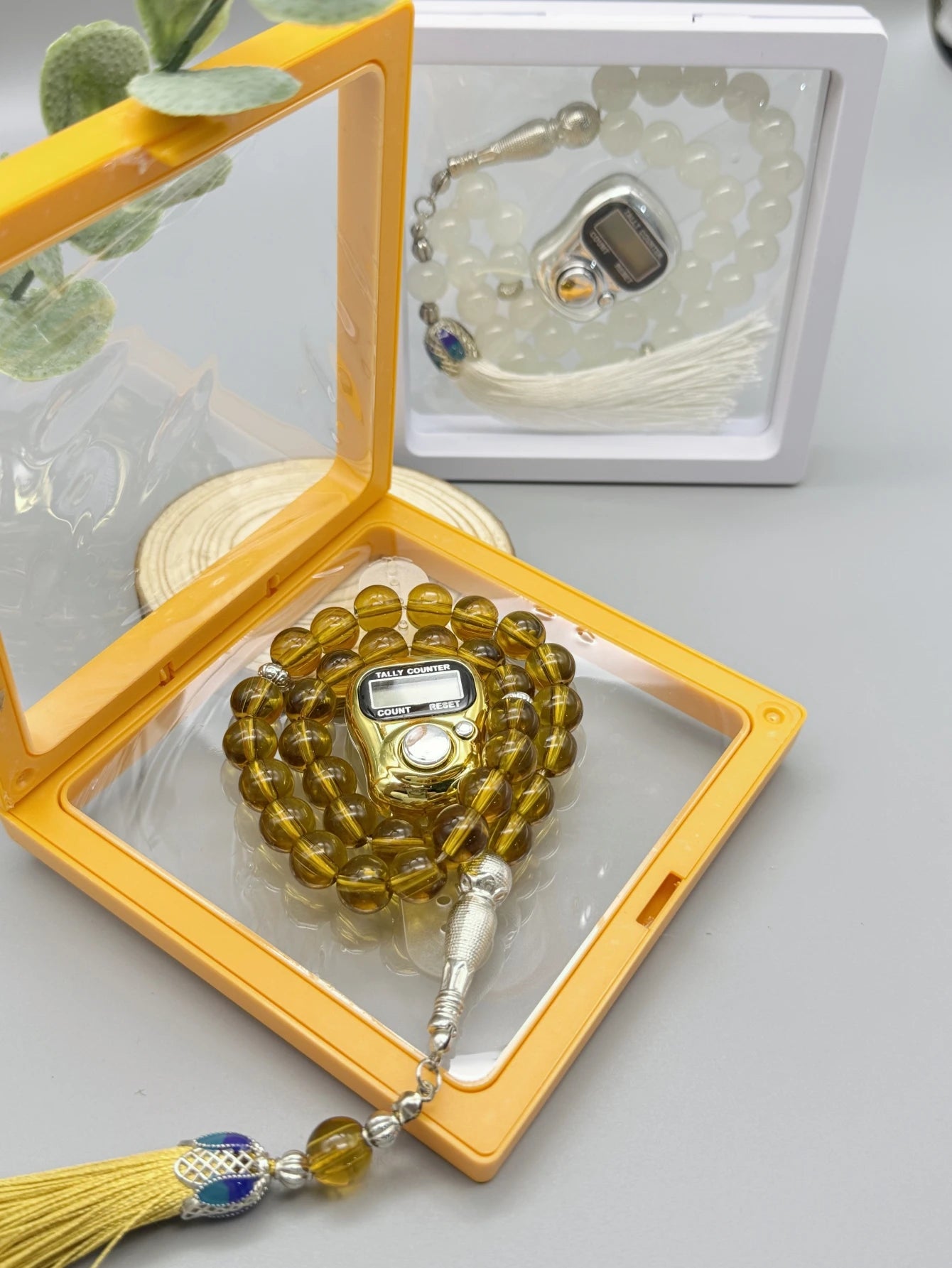 1PC 33 Beads Misbaha Counter Set - Golden/Silver Prayer Beads with Transparent Gift Box | Tasbih Dhikr Counter for Muslim