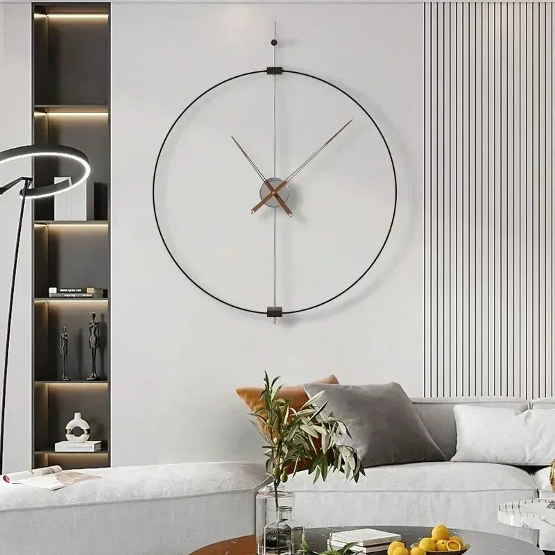 Art Wall Clock Silent Spain Watches Large Living Room Clocks Luxury Minimalist Watch Solid Wood Pointer Home Decoration