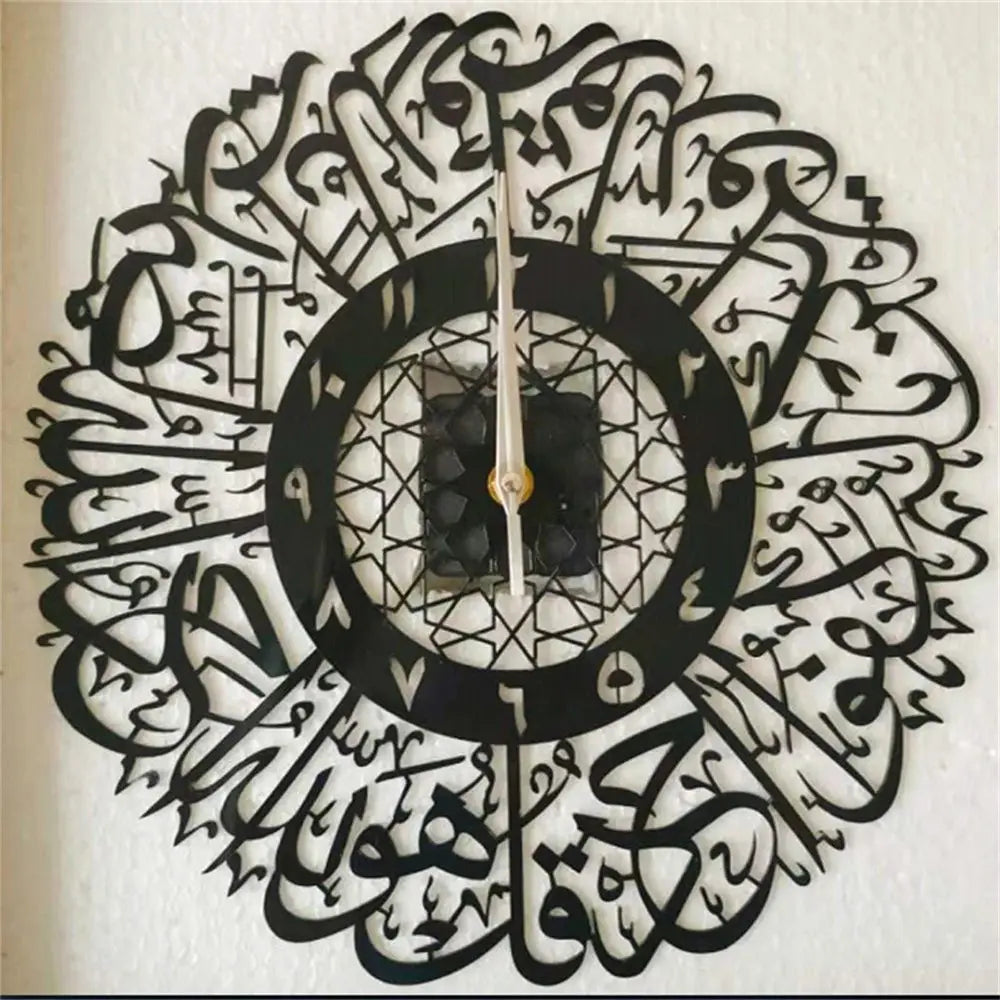 Acrylic Mirror Islamic Quartz Wall Clock  Wall Decor Pendulum Muslim Art Calligraphy Living Room Decor Home Decoration