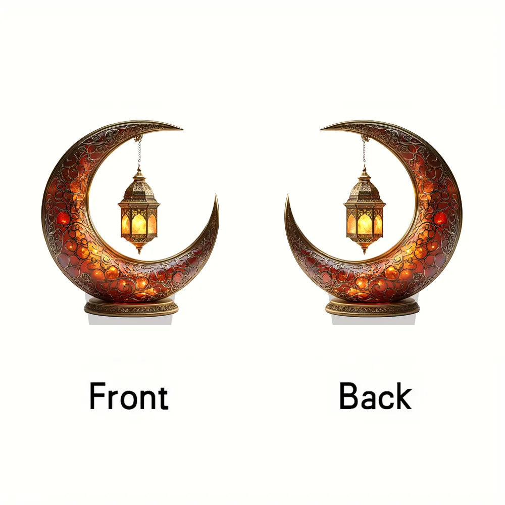 2025 Eid Table Top Decorations Muslim Arabic Eid Table Centerpieces 2D Flat Acrylic Moon Tabletop Random Ornament Assortment