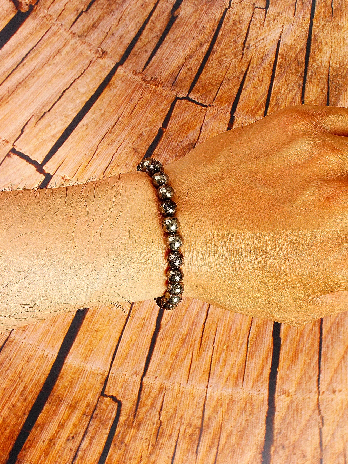 Attract Wealth Success & Confidence Boost Natural Pyrite Bead Bracelet Healing Crystal Energy Spiritual Jewelry Men Women Gift