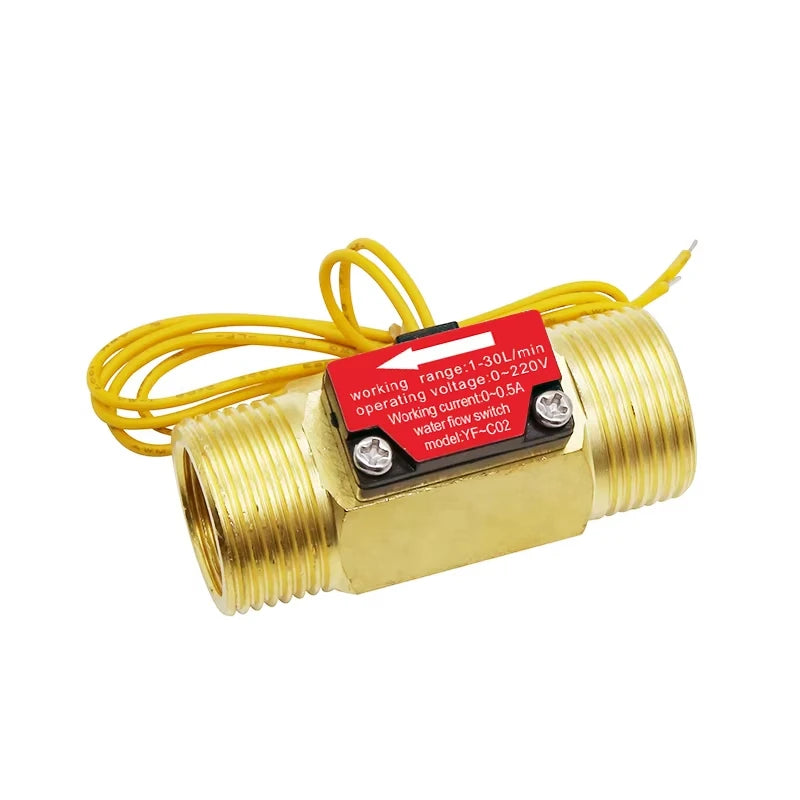 1/2" 3/4" Flow Switch Brass Male thread DN15 DN20 Liquid Water Sensor With filtermesh 0-220V
