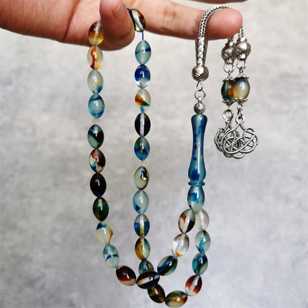 islamic prayer beads Nice color new design 7*11mm 33 pcs muslim rosary glow in dark color tesbih sibha misbaha tasbih rosary