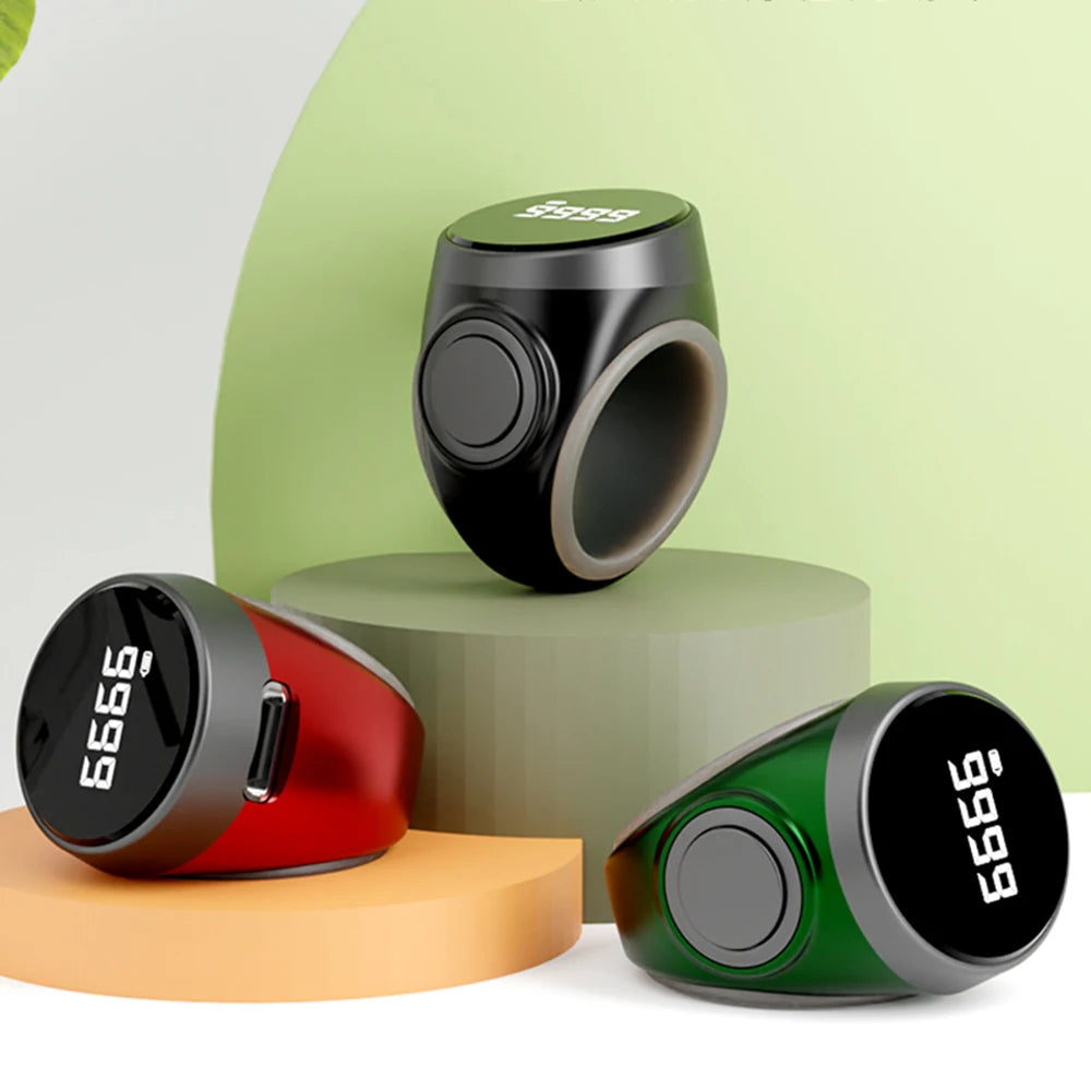 Smart Tasbih Tally Counter Digital Electronic Finger Ring Tally Counter Muslims Tasbeeh Zikr Ring Prayer Time Vibration Reminder