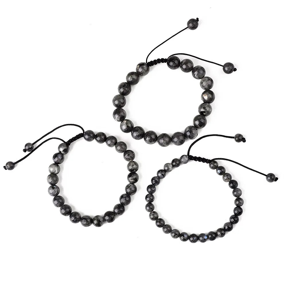 6mm 8mm 10mm Natural Stone Bracelet, Tiger Eye Agate Lava Bead Unisex Adjustable Handwoven Boho Jewelry Gift for Men Women