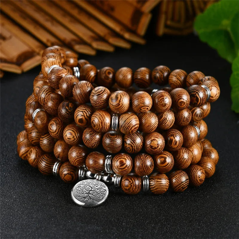 Wood Multi-layer Prayer Beads Bracelet Charm Meditation Yoga Rosary Lucky Wooden Bracelet For Women Men Jewelry Drop shipping