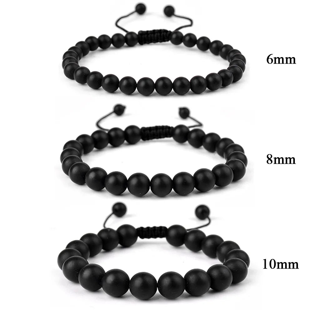 6mm 8mm 10mm Natural Stone Bracelet, Tiger Eye Agate Lava Bead Unisex Adjustable Handwoven Boho Jewelry Gift for Men Women