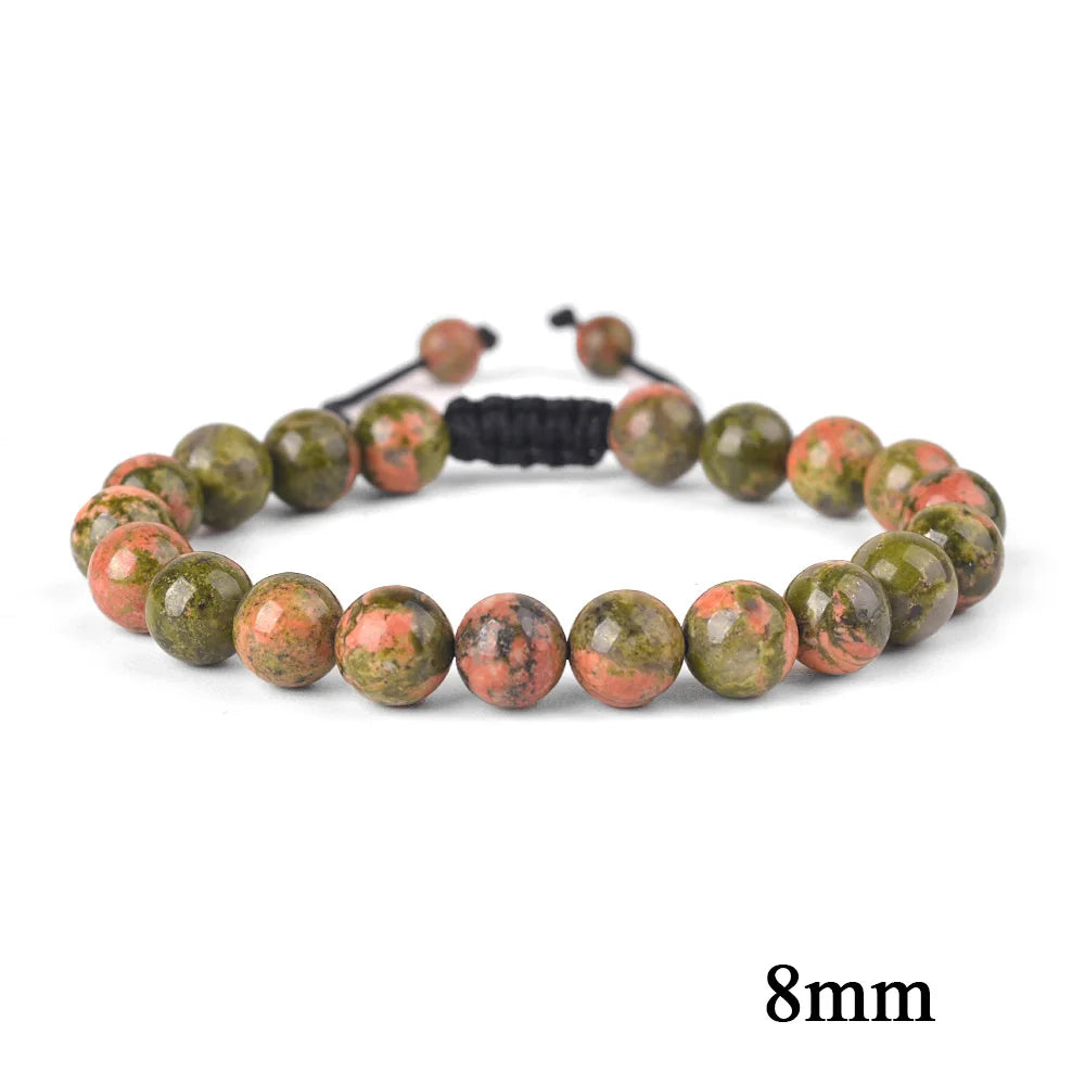 6mm 8mm 10mm Natural Stone Bracelet, Tiger Eye Agate Lava Bead Unisex Adjustable Handwoven Boho Jewelry Gift for Men Women