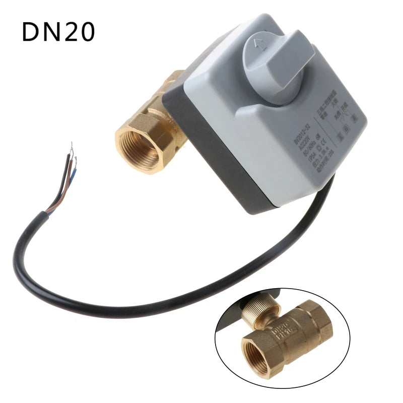 AC 220V DN15 DN20 DN25 2 Way 3 Wires Motorized Ball Valve Electric Actuator with Manual Switch