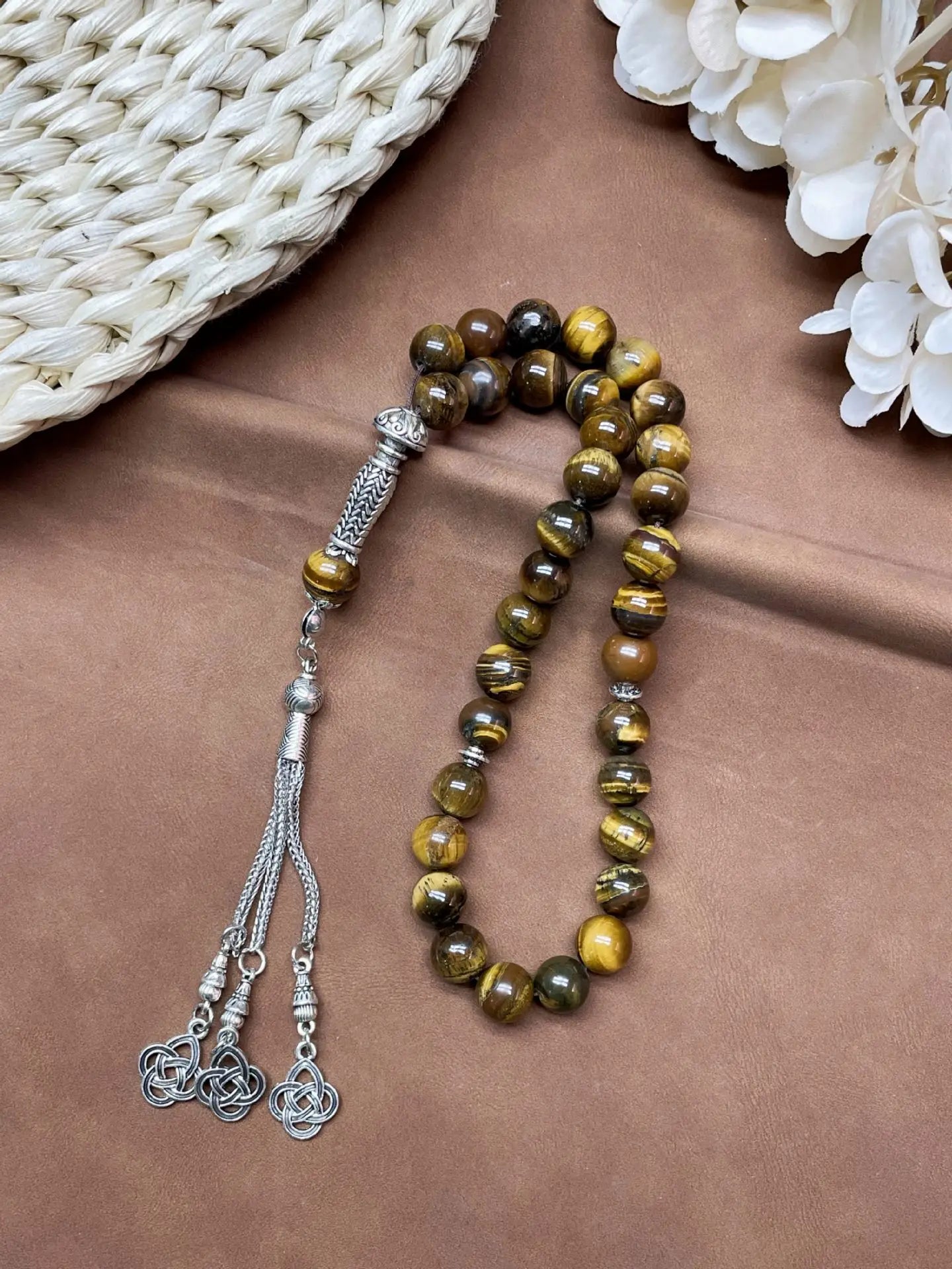 11pcs Islamic 33 Beads Glass Tasbih Arabic Prayer Misbaha Sebha Bracelet Hand Chain Muslim Rosary Jewelry for Men Women Gift