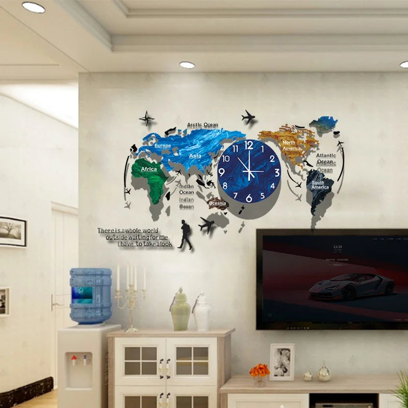 Unique Acrylic Wall Clock 3D DIY Large Wall Hanging Clock with Stickers Home Decorations