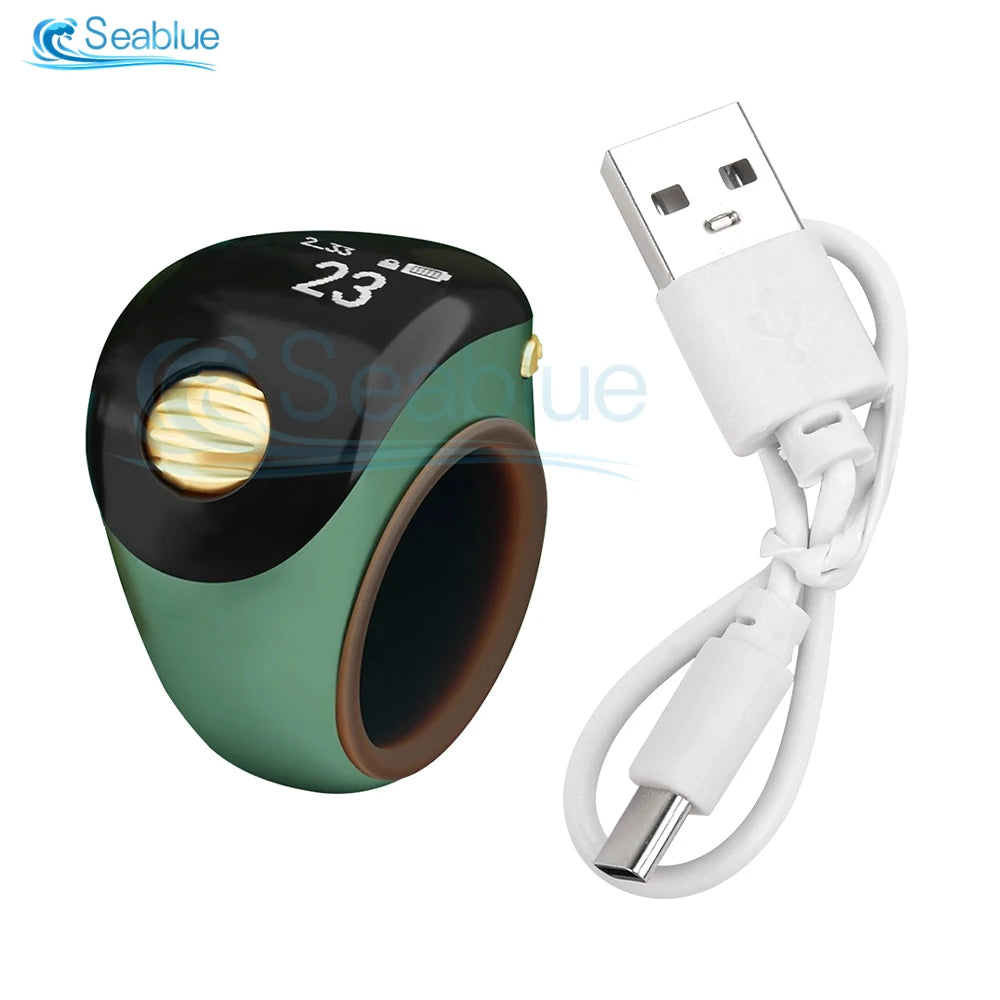 OLED Smart Tasbih Tally Digital Counter for Muslims Tasbeeh Zikr Ring 5 Prayer Time Vibration Reminder Type-c Charge