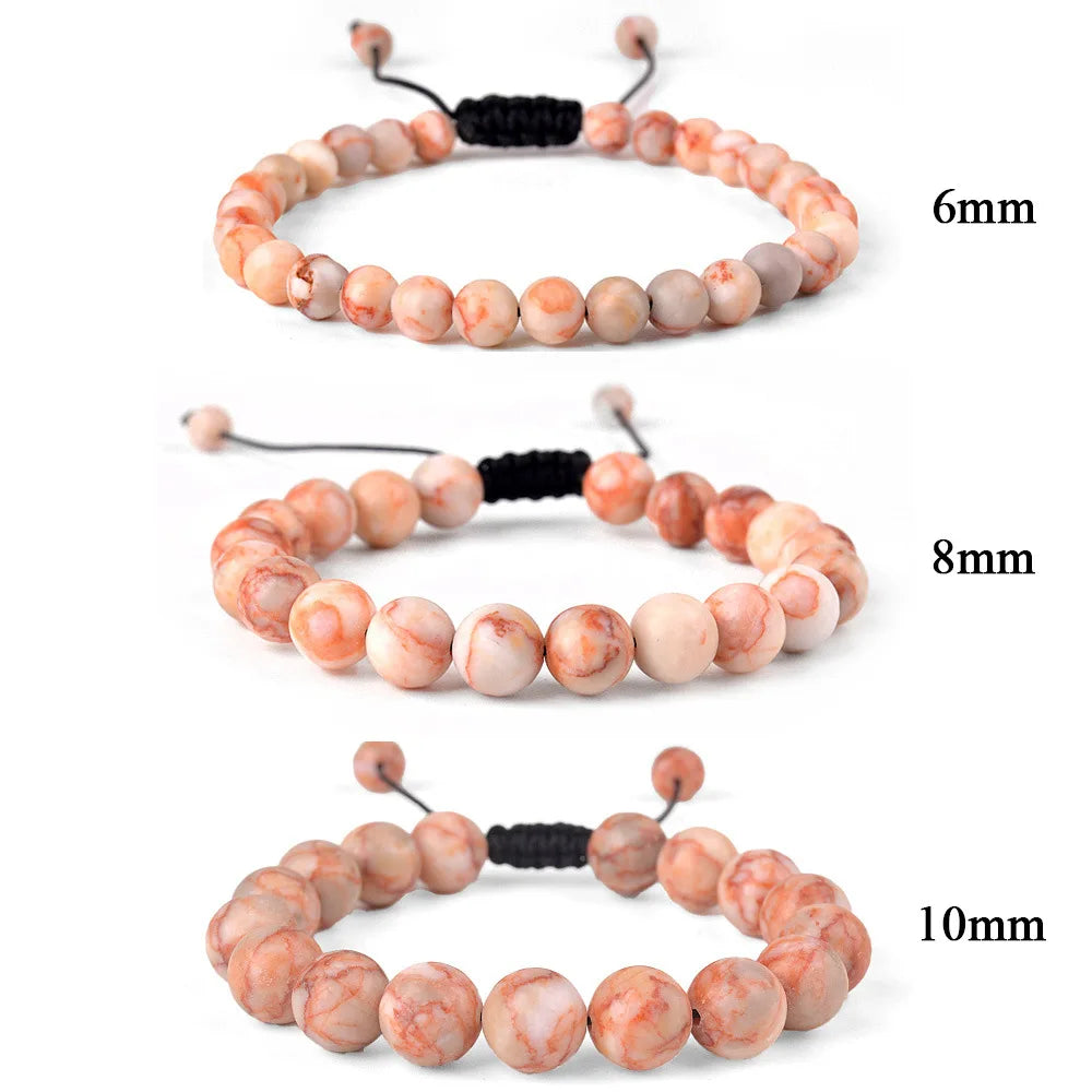 6mm 8mm 10mm Natural Stone Bracelet, Tiger Eye Agate Lava Bead Unisex Adjustable Handwoven Boho Jewelry Gift for Men Women