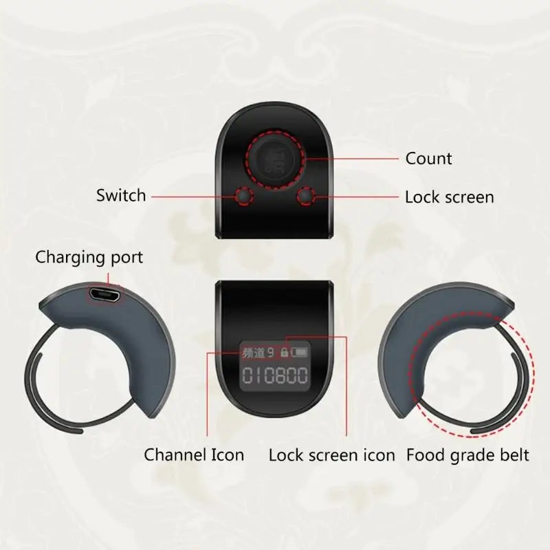 Mini Digital LCD Electronic Finger Ring Hand Tally Counter 9 Digit Prayer Rechargeable Counters Clicker