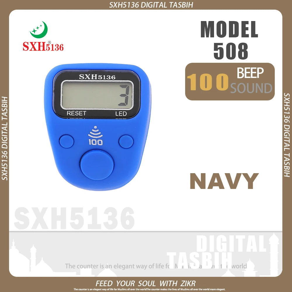 SXH5136 New Model LCD Finger Ring Tally Counter with 100 Beep Sound & LED Light Pray Tasbeeh Zikr Ring Muslim Digital Tasbih