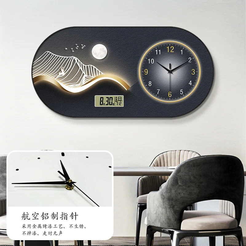 Modern minimalist living room wall clock high-end creative fashion clock restaurant bedroom wall-mounted electronic clock
