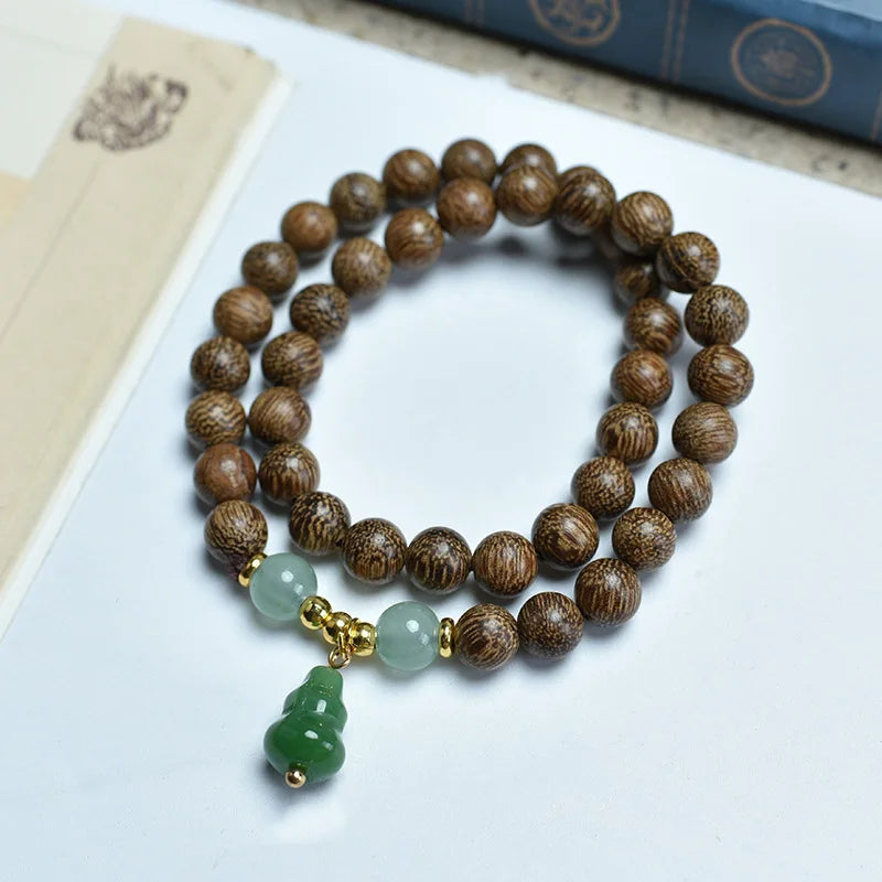 Vietnamese Nha Trang White Kynam Agarwood Bracelet Old-Style Beads Double-Circle Sinkable Rosary With Natural Fragrance Unisex