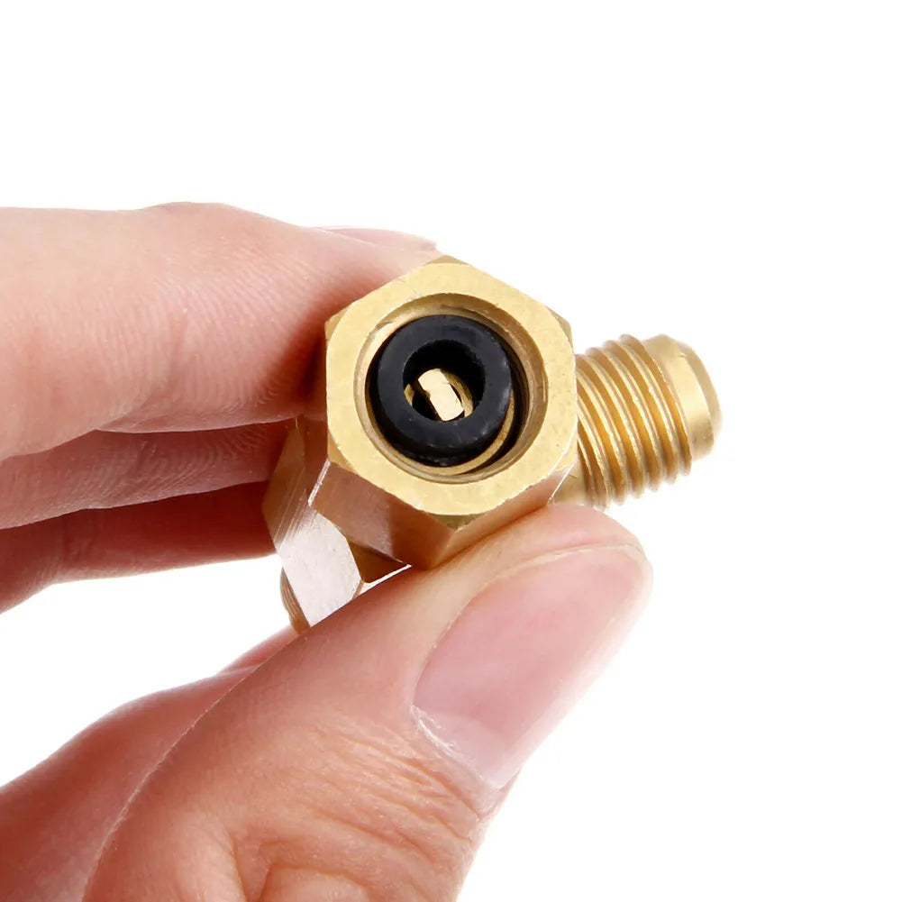 1pc T Type Adapter Tee Adapter 1/4X1/4X1/4\"SAE Flare Add Gauge Deep Vacuum Pump/Manifold Set Solid Brass Tee Adapter