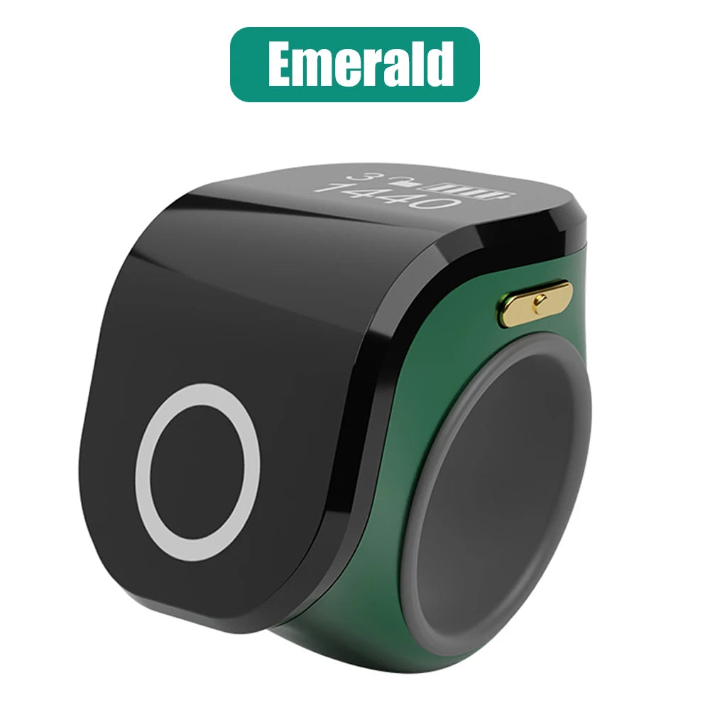 Smart Digital Counter for Muslims Prayer Time Vibration Reminder Mini Ring Counter Touch Waterproof Finger Counter Tasbeeh Zikr