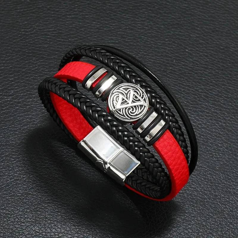 Men's Musical Symbol Leather Bracelet Vintage Creative Men's Bracelet Music Symbol Simple Leather Multi-Layer Bracelet