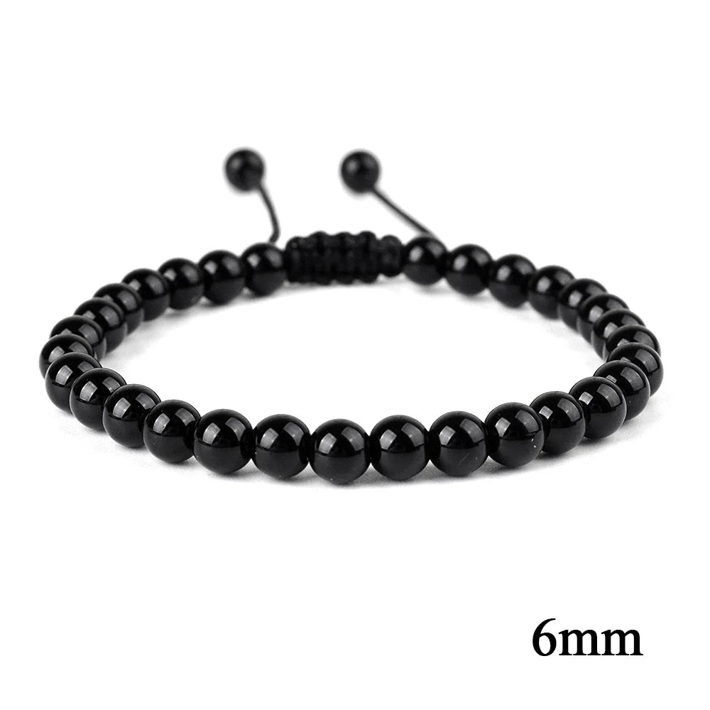 6mm 8mm 10mm Natural Stone Bracelet, Tiger Eye Agate Lava Bead Unisex Adjustable Handwoven Boho Jewelry Gift for Men Women