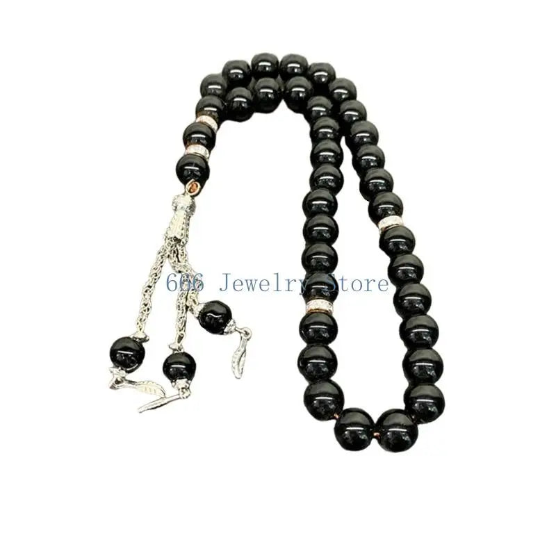 F2TD Crystal Prayer Beads Tassels Hand Bracelet Islamic 33 Beads Rosary Bracelet Religious Jewelry Gift for Men Women