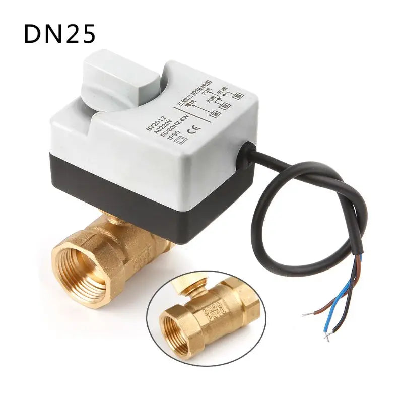 AC 220V DN15 DN20 DN25 2 Way 3 Wires Motorized Ball Valve Electric Actuator with Manual Switch