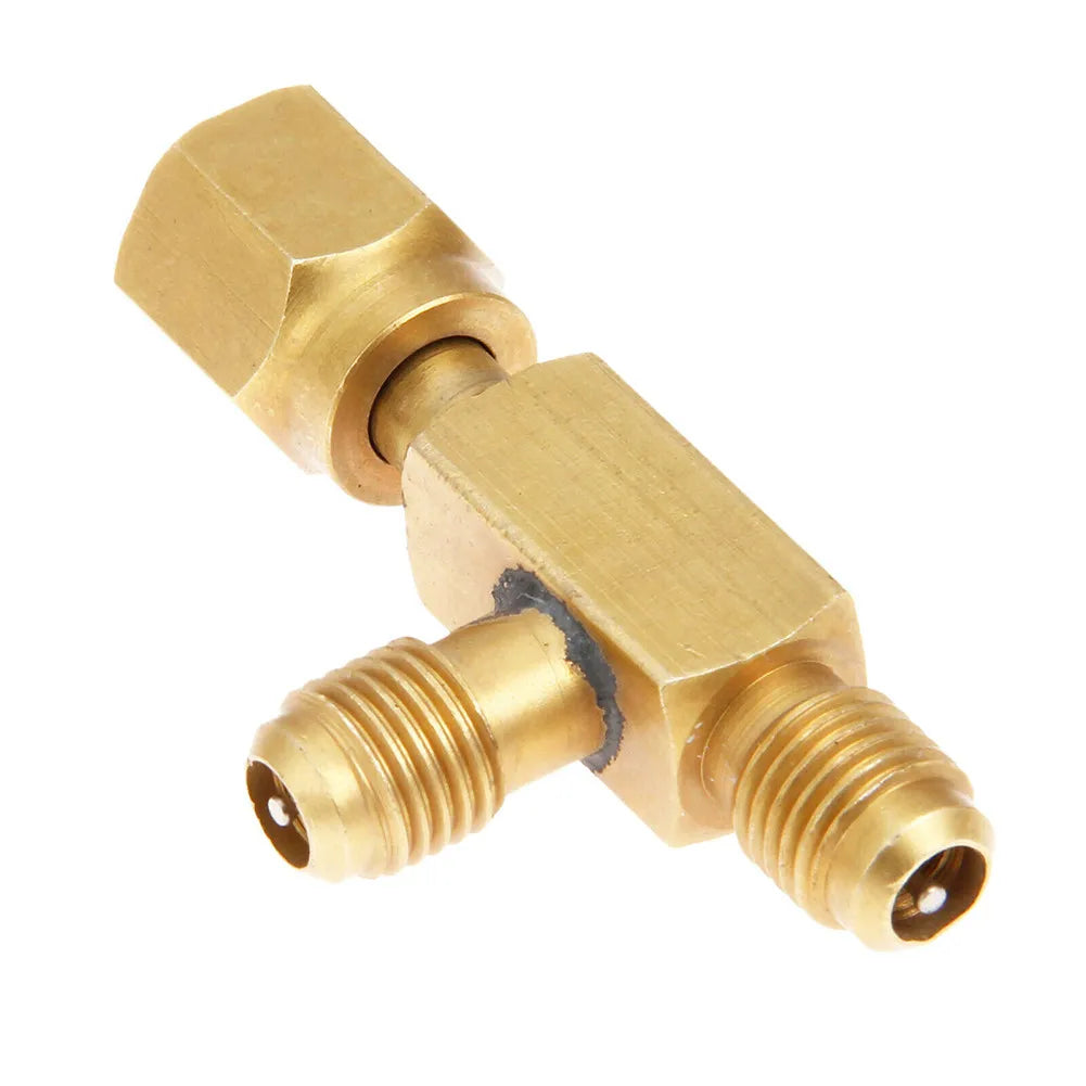 1pc T Type Adapter Tee Adapter 1/4X1/4X1/4\"SAE Flare Add Gauge Deep Vacuum Pump/Manifold Set Solid Brass Tee Adapter