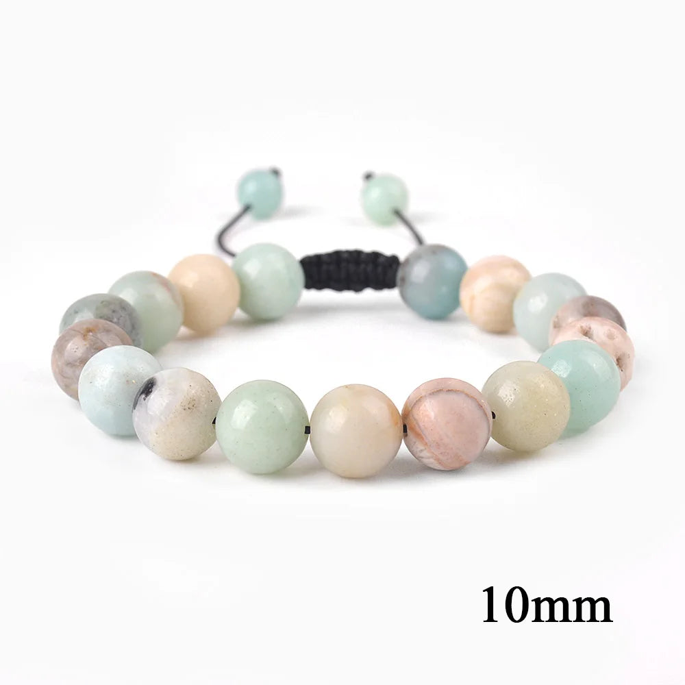 6mm 8mm 10mm Natural Stone Bracelet, Tiger Eye Agate Lava Bead Unisex Adjustable Handwoven Boho Jewelry Gift for Men Women