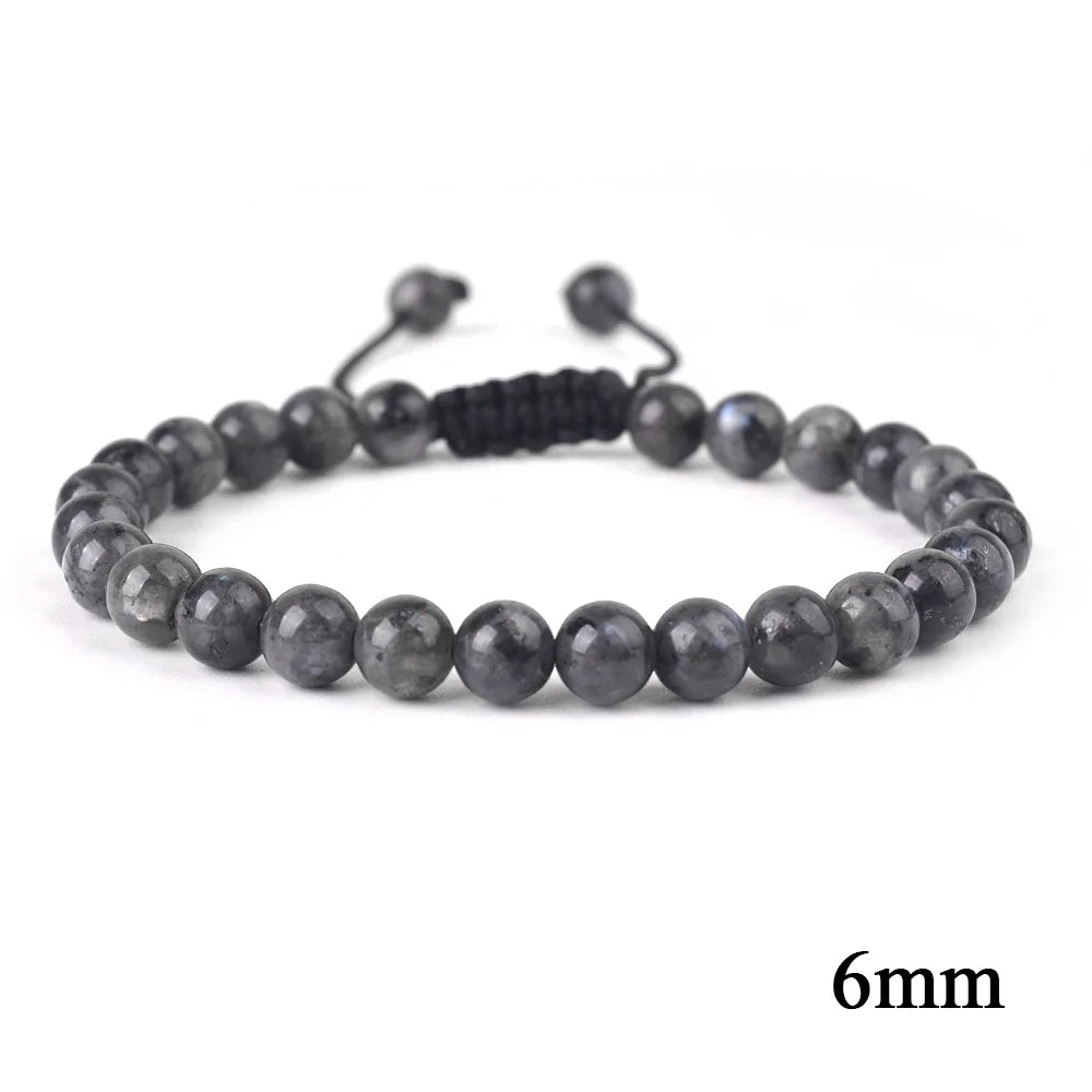 6mm 8mm 10mm Natural Stone Bracelet, Tiger Eye Agate Lava Bead Unisex Adjustable Handwoven Boho Jewelry Gift for Men Women