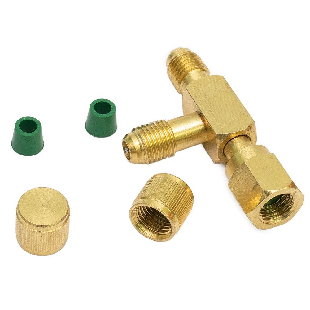 1pc T Type Adapter Tee Adapter 1/4X1/4X1/4\"SAE Flare Add Gauge Deep Vacuum Pump/Manifold Set Solid Brass Tee Adapter