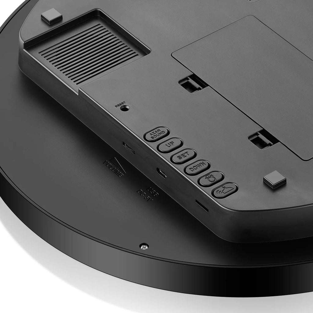 AL-FATIHA Digital-Analog Athan Muslim Clock with White Screen Clear Vision Hijri Calendar Azan Prayer Time Fajr Alarm Mosque