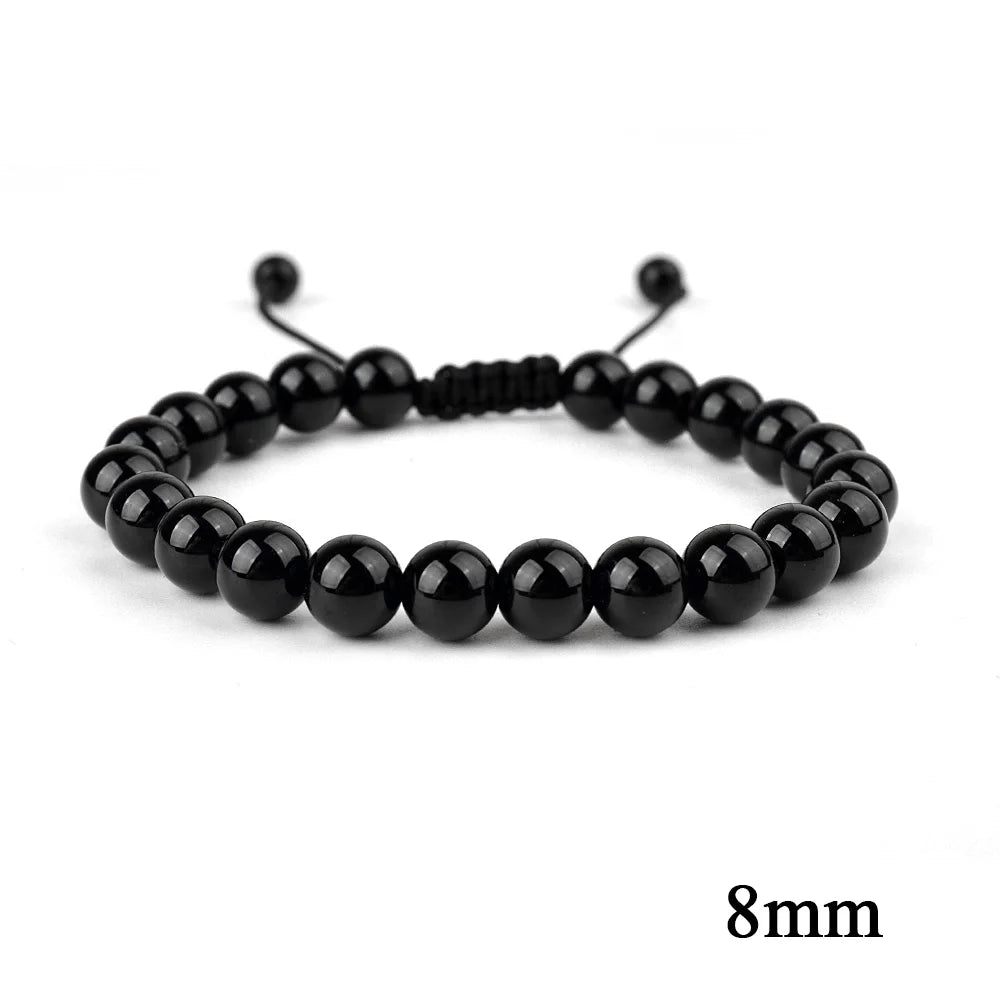 6mm 8mm 10mm Natural Stone Bracelet, Tiger Eye Agate Lava Bead Unisex Adjustable Handwoven Boho Jewelry Gift for Men Women