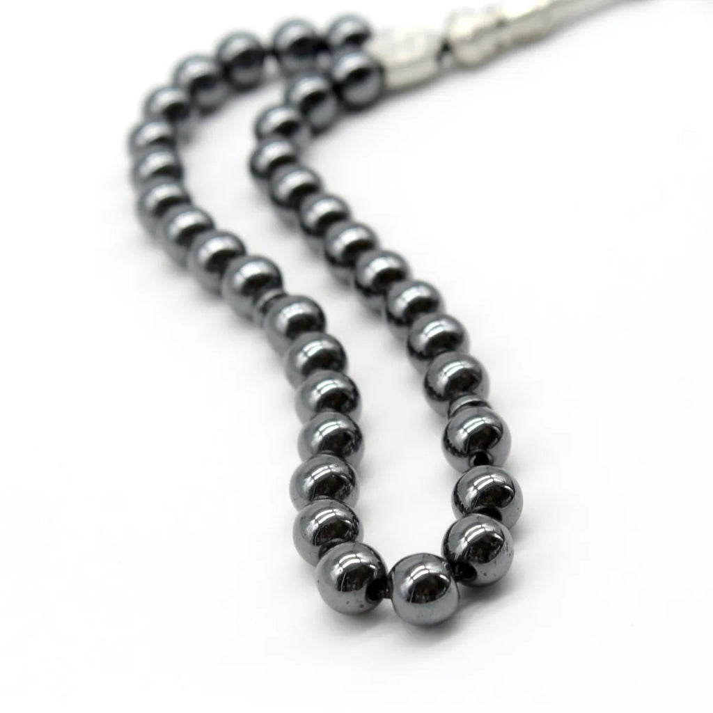 Arabic Style 8mm 33 Beads Muslim Prayer Beads Islamic Tasbih Black Agate Handcrafted Jewelry for Men And Women