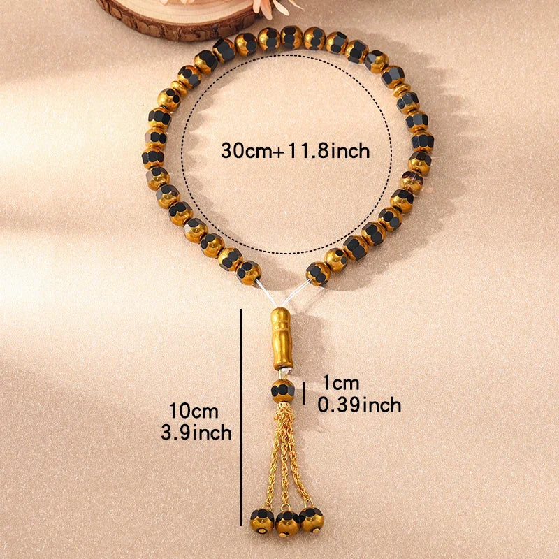 33PCS Holy Muslim Crystal Rosary Prayer Beads Glass Loose Islamic Prayer Beaded Bracelets Prayer Jewelry Accessories Wholesale