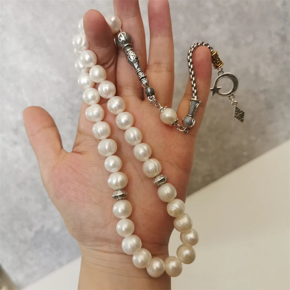 Islamic Rosary Necklace 11-12mm Size natural freshwater pearl Muslim Prayer beads islamic tasbih misbaha subha Wedding Gift