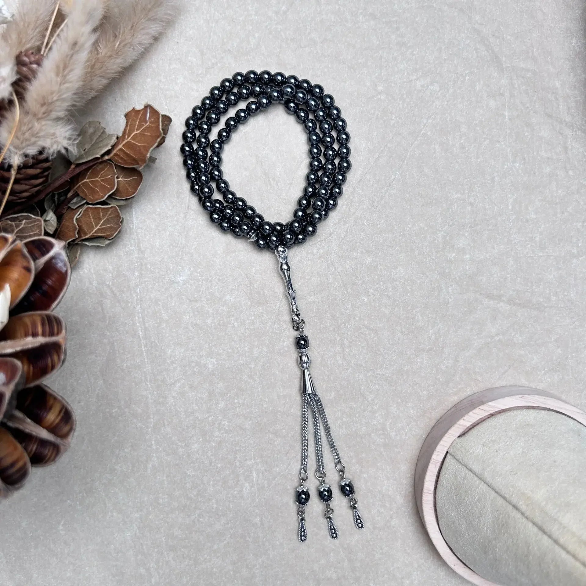 Muslim 99 Beads Prayer Bracelet Black Stone Ramadan Gifts Worship Misbaha Religious Jewelry for Women Men Rosary Tasbih Tasbeeh