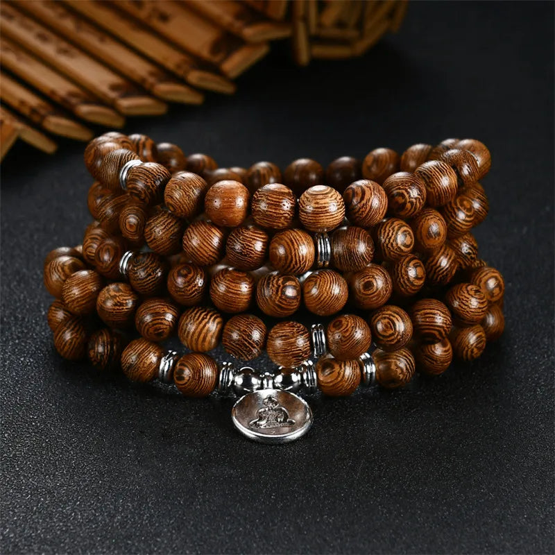 Wood Multi-layer Prayer Beads Bracelet Charm Meditation Yoga Rosary Lucky Wooden Bracelet For Women Men Jewelry Drop shipping