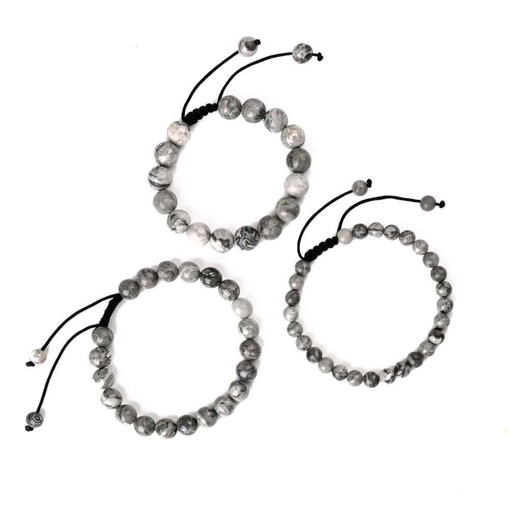 6mm 8mm 10mm Natural Stone Bracelet, Tiger Eye Agate Lava Bead Unisex Adjustable Handwoven Boho Jewelry Gift for Men Women