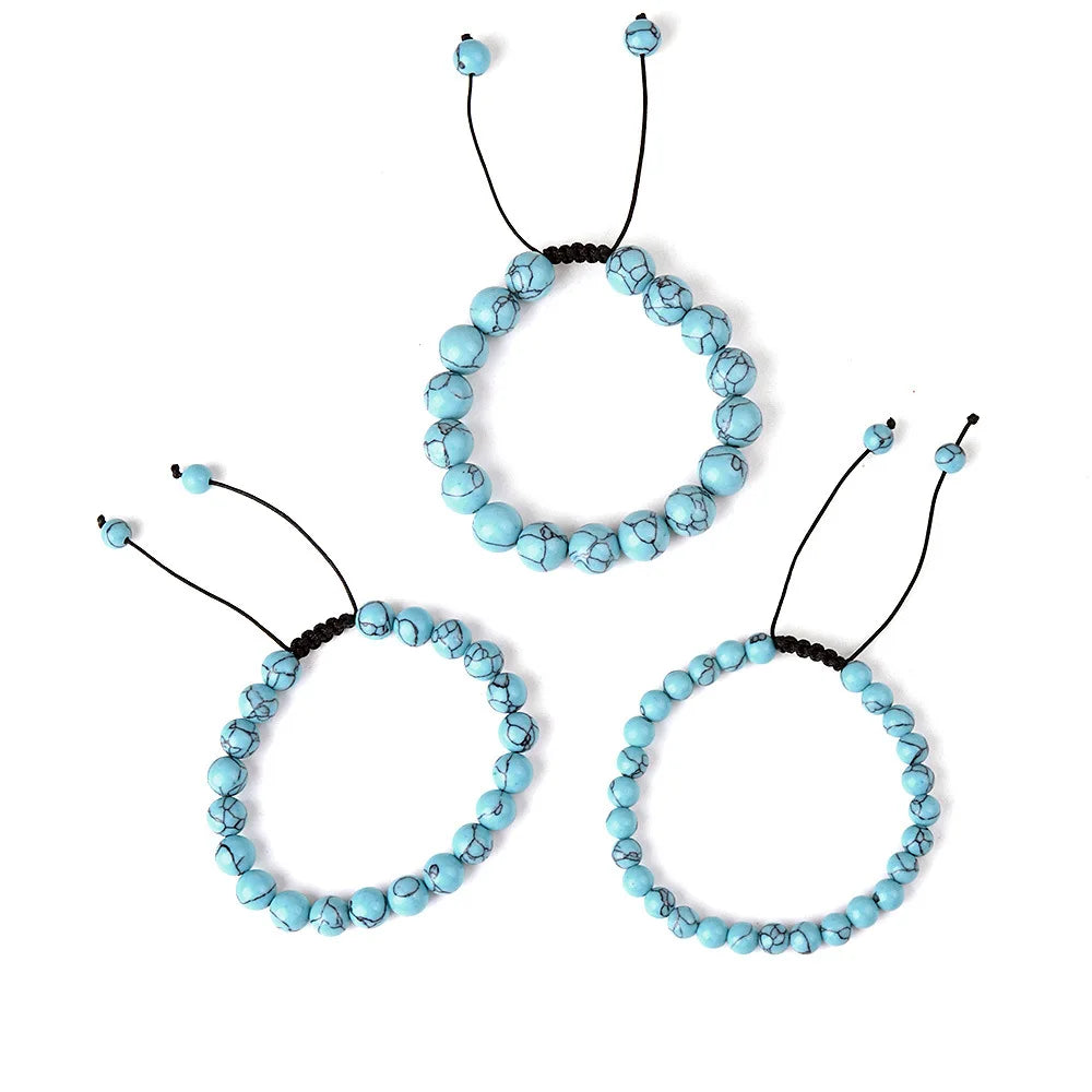 6mm 8mm 10mm Natural Stone Bracelet, Tiger Eye Agate Lava Bead Unisex Adjustable Handwoven Boho Jewelry Gift for Men Women