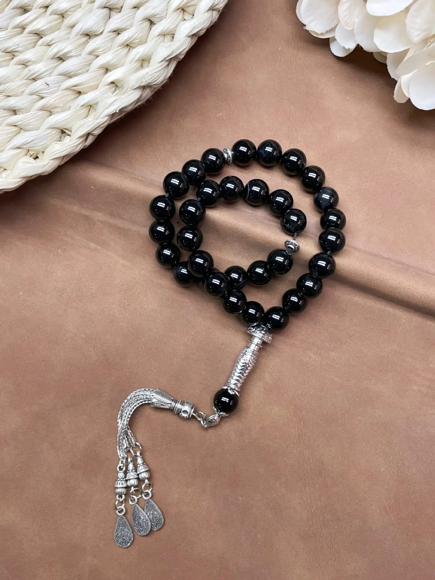 11pcs Islamic 33 Beads Glass Tasbih Arabic Prayer Misbaha Sebha Bracelet Hand Chain Muslim Rosary Jewelry for Men Women Gift