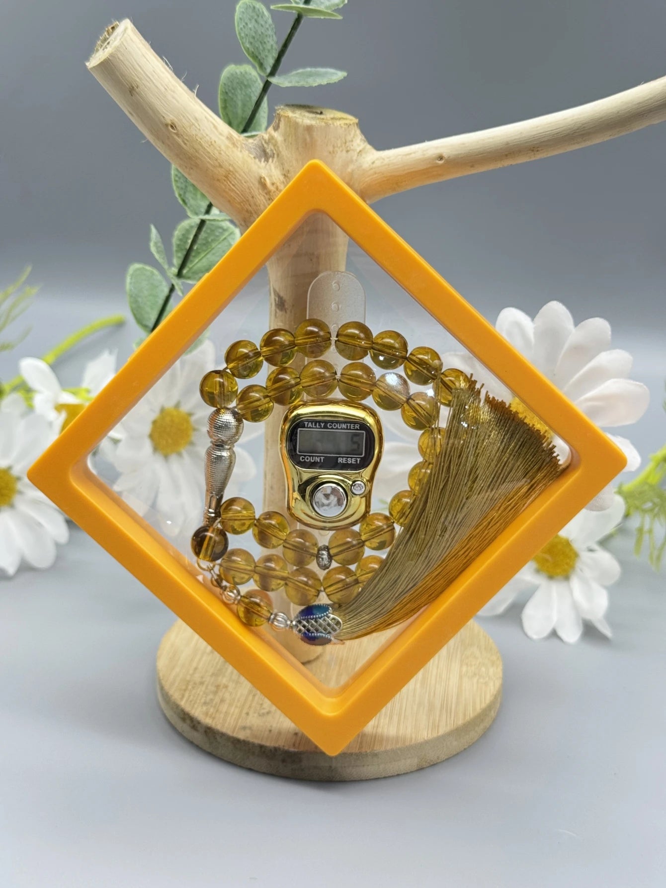 1PC 33 Beads Misbaha Counter Set - Golden/Silver Prayer Beads with Transparent Gift Box | Tasbih Dhikr Counter for Muslim