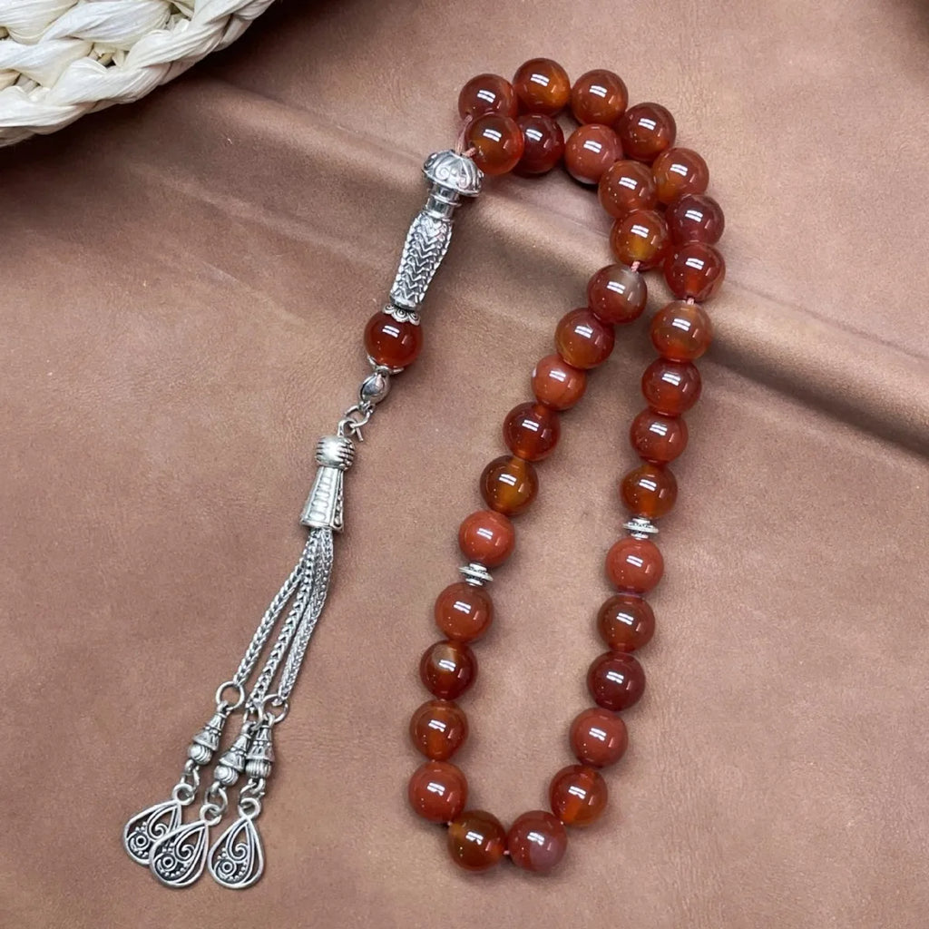 11pcs Islamic 33 Beads Glass Tasbih Arabic Prayer Misbaha Sebha Bracelet Hand Chain Muslim Rosary Jewelry for Men Women Gift