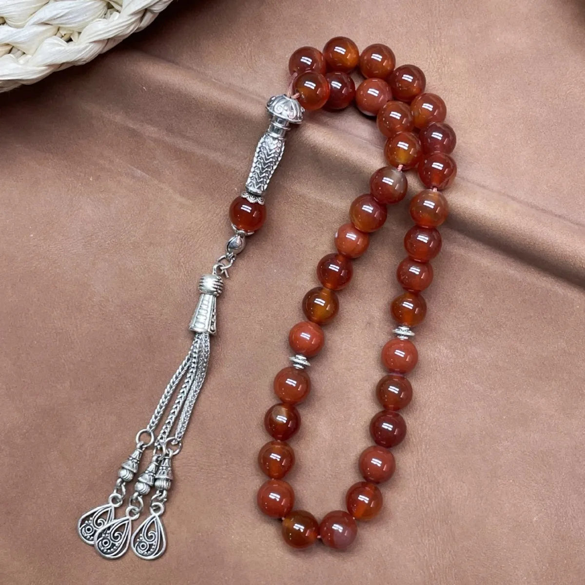 11pcs Islamic 33 Beads Glass Tasbih Arabic Prayer Misbaha Sebha Bracelet Hand Chain Muslim Rosary Jewelry for Men Women Gift