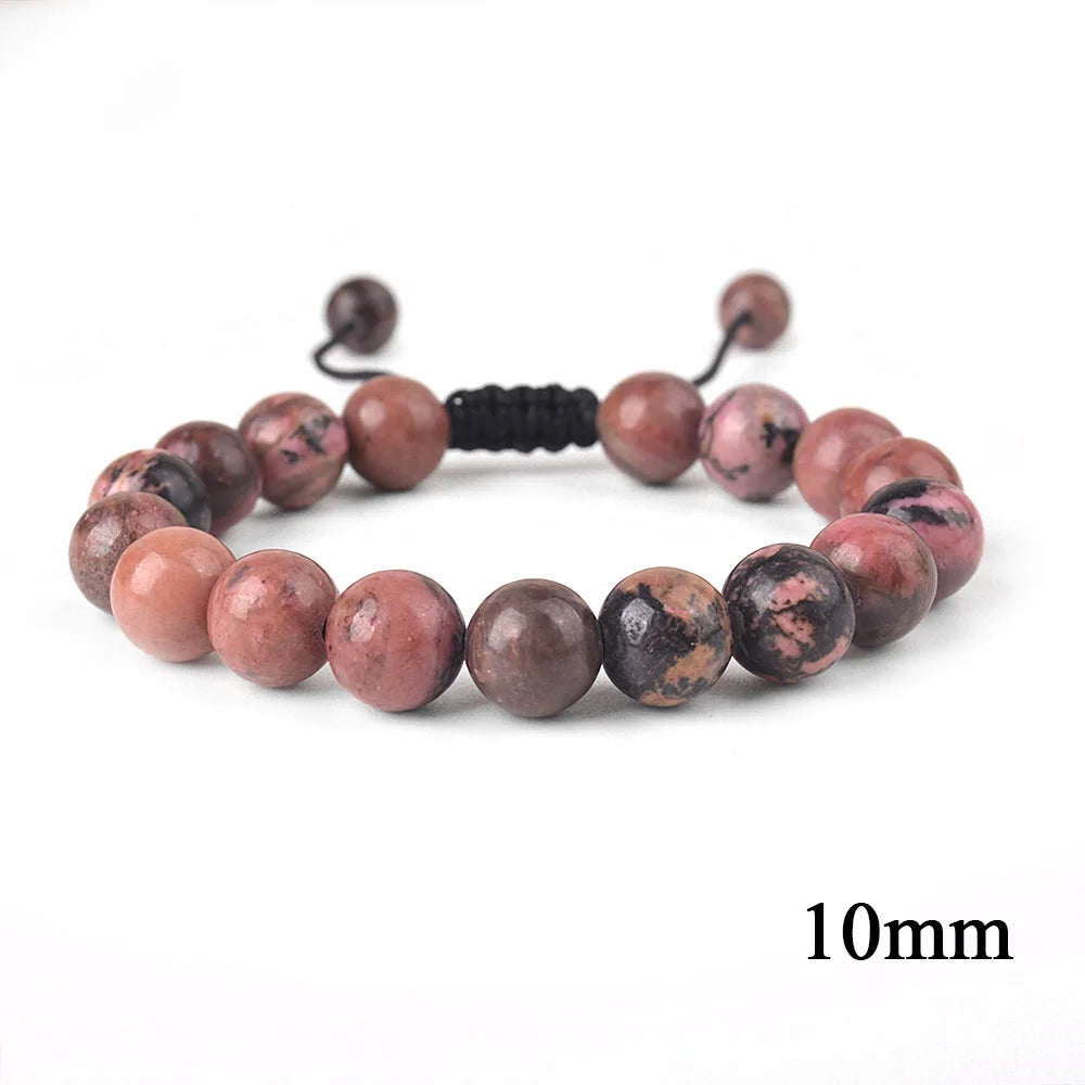 6mm 8mm 10mm Natural Stone Bracelet, Tiger Eye Agate Lava Bead Unisex Adjustable Handwoven Boho Jewelry Gift for Men Women