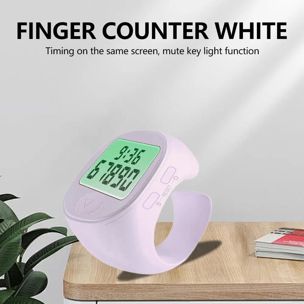 LCD Tasbih Tally Counter Ring For Muslims Electronic Digital Counter 5 Prayer Time Mute Button Counter Wearable Rings