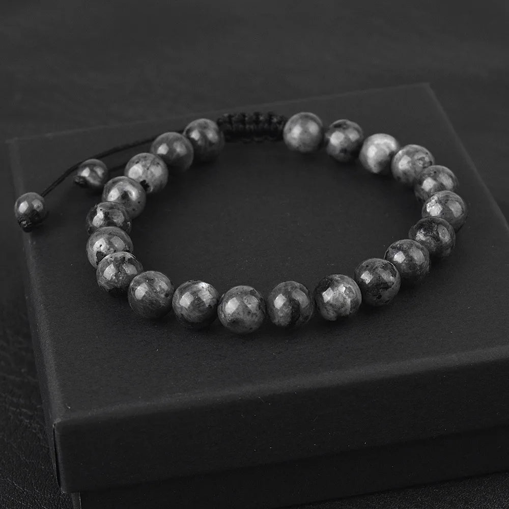 6mm 8mm 10mm Natural Stone Bracelet, Tiger Eye Agate Lava Bead Unisex Adjustable Handwoven Boho Jewelry Gift for Men Women