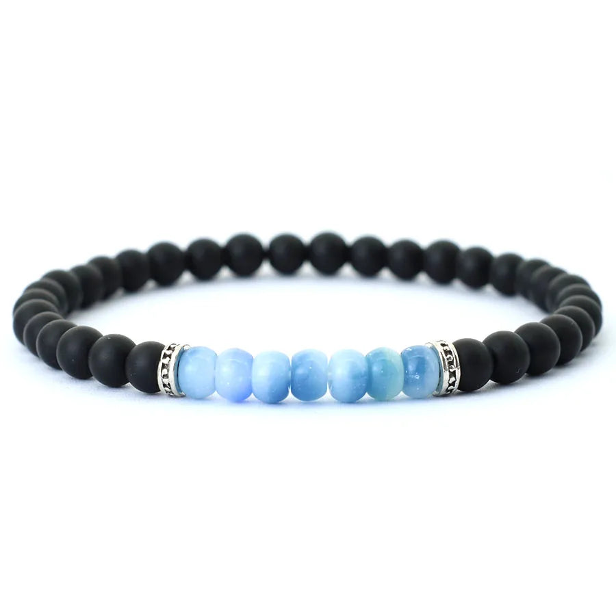 Simple Style Natural Matte Stone Bracelet Unisex Handmade 6mm Tiger Eyes Obsidian Beaded Braslet Healing Leisure Couple Pulseira
